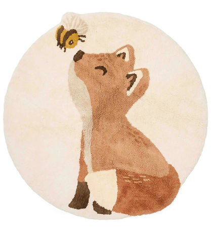Little Dutch Gulvtæppe - 110x110 cm - Beige m. Ræv/Bi
