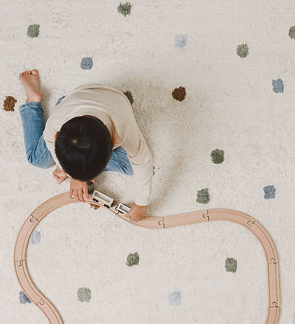 Little Dutch Gulvtæppe - 120x170 cm - Beige m. Blå Prikker