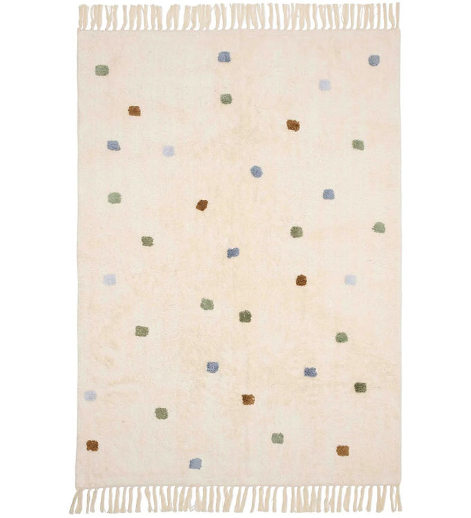 Little Dutch Gulvtæppe - 120x170 cm - Beige m. Blå Prikker