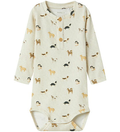 Name It Body l/æ - Rib - NbmBark - Peyote Melange m. Hunde