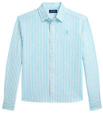 Polo Ralph Lauren Skjorte - Hør - Lyseblå/Hvidstribet Polo Ralph Lauren Skjorte - Hør - Lyseblå/Hvidstribet
