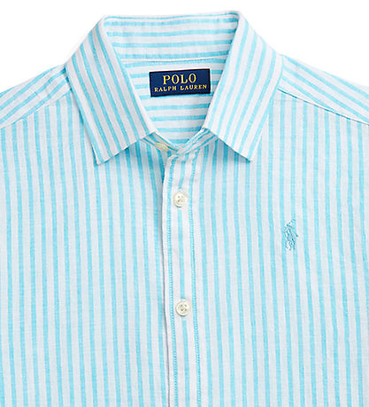 Polo Ralph Lauren Skjorte - Hør - Lyseblå/Hvidstribet