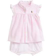 Polo Ralph Lauren Top/Bloomers - Rosa/Hvidstribet Polo Ralph Lauren Top/Bloomers - Rosa/Hvidstribet