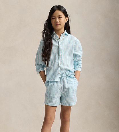 Polo Ralph Lauren Shorts - Hør - Lyseblå/Hvidstribet Polo Ralph Lauren Shorts - Hør - Lyseblå/Hvidstribet