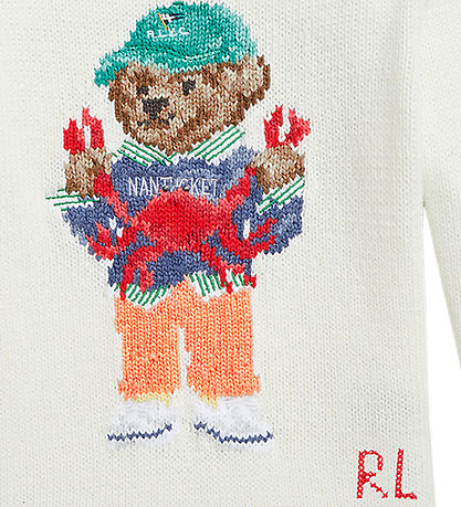 Polo Ralph Lauren Bluse - Strik - Hvid m. Bamse