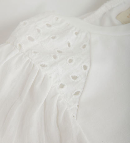 Creamie T-shirt - Embroidery Anglaise - Cloud w. Pointelle