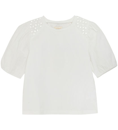 Creamie T-shirt - Embroidery Anglaise - Cloud w. Pointelle
