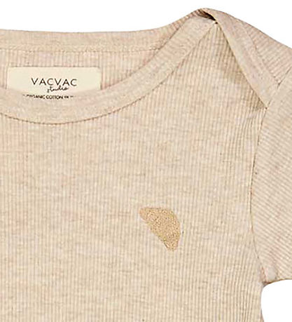 VACVAC Bodysuit k/æ - Rib - Scarlet - Light Latte melange