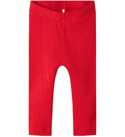 Name It Leggins - NbfDagnes - Chinese Red m. Hulmønster