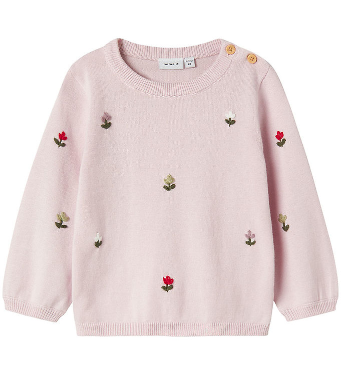 Name It Bluse - Strik - NbfFaflow - Light Lilac m. Blomster
