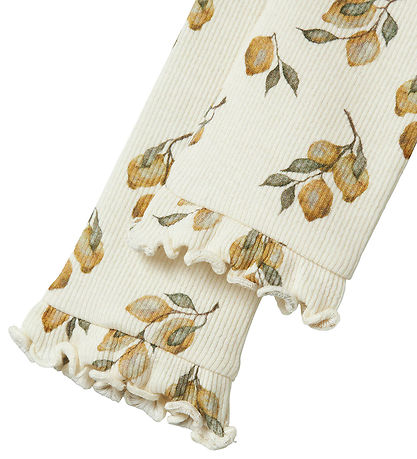 Lil Atelier Leggings - Rib - NbfGavo - Turtledove/Lemon