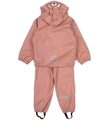 Mikk-Line Regntøj m. Seler - Pu - Animal - Ash Rose