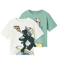 Name It T-shirt - 2-pak - NmmDino - Cloud Dancer/Creme de menthe Name It T-shirt - 2-pak - NmmDino - Cloud Dancer/Creme de menthe