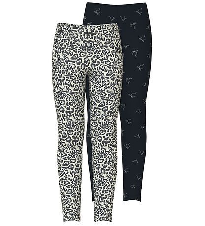 Name It Leggings - 2-Pack - NkfVivian - Light Grey Melange/Black Name It Leggings - 2-Pack - NkfVivian - Light Grey Melange/Black