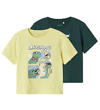 Name It T-shirt - 2-pak - NmmVictor - Chardonnay/Forest Bloom Name It T-shirt - 2-pak - NmmVictor - Chardonnay/Forest Bloom
