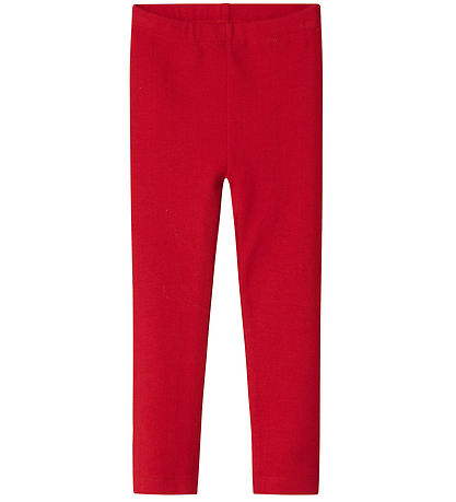 Name It Leggins - NmfDagnes - Chinese Red m. Hulmønster