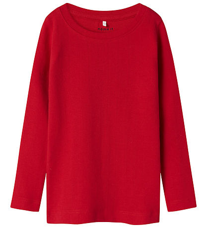 Name It Bluse - NmfDagnes - Chinese Red m. Hulmønster