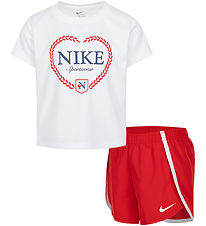 Nike Shortssæt - T-shirt/Shorts - University Red/Hvid Nike Shortssæt - T-shirt/Shorts - University Red/Hvid