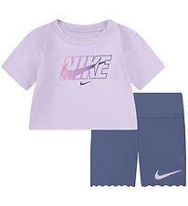 Nike Shortssæt - T-shirt/Cykelshorts - Diffused Blue Nike Shortssæt - T-shirt/Cykelshorts - Diffused Blue