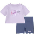 Nike Shortssæt - T-shirt/Cykelshorts - Diffused Blue