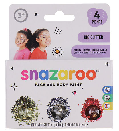 Snazaroo Sminke - BIO Glitter Chunky - 3 stk. - Guld/Sølv/Pink Snazaroo Sminke - BIO Glitter Chunky - 3 stk. - Guld/Sølv/Pink