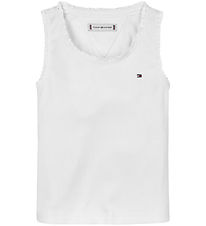 Tommy Hilfiger Tanktop - Essential Rib - Hvid m. Blonder Tommy Hilfiger Tanktop - Essential Rib - Hvid m. Blonder