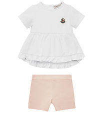 Moncler Set - T-shirt/Shorts - Vit/Rosa Moncler Set - T-shirt/Shorts - Vit/Rosa