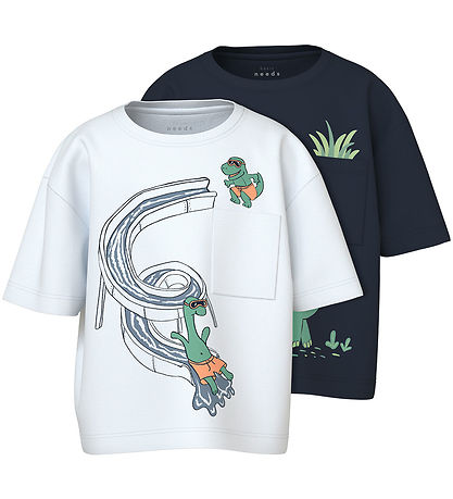 Name It T-Shirt - NmmVilian - 2 Pak - Navy Blazer m. Print Name It T-Shirt - NmmVilian - 2 Pak - Navy Blazer m. Print