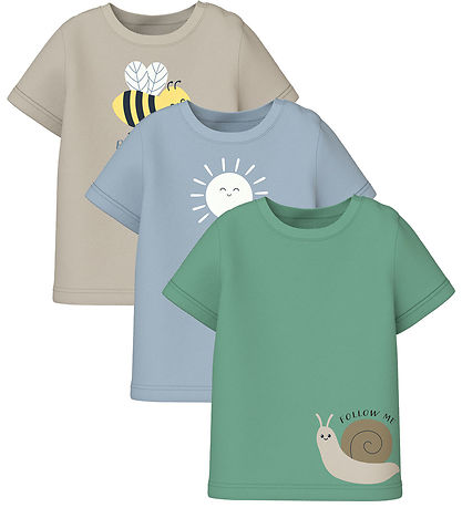 Name It T-shirt - NbmVacaion - 3 Pack - Cream De Mente/Peyote/Ce