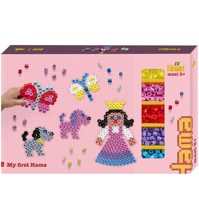 Hama Maxi Perlesæt - 900 stk. + 3 Plader - Prinsesse