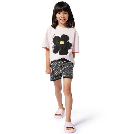 Little Marc Jacobs T-shirt - Rosa/Sort m. Blomst Little Marc Jacobs T-shirt - Rosa/Sort m. Blomst