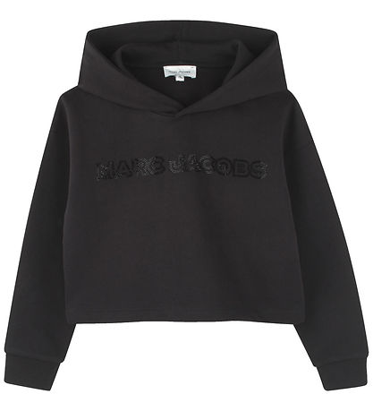 Little Marc Jacobs Hættetrøje - Cropped - Sort m. Similisten Little Marc Jacobs Hættetrøje - Cropped - Sort m. Similisten