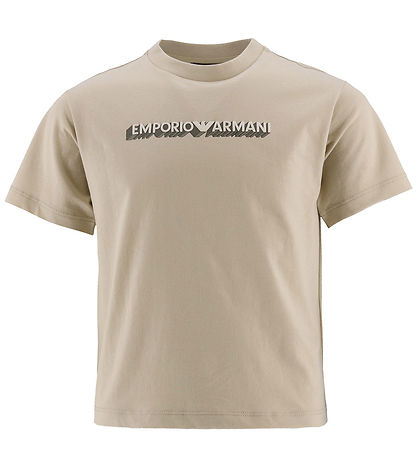 Emporio Armani T-shirt - 2-Pak - Sort/Beige m. Print Emporio Armani T-shirt - 2-Pak - Sort/Beige m. Print