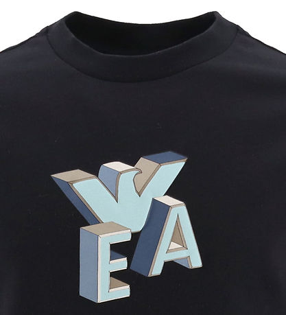 Emporio Armani T-shirt - 2-Pak - Sort/Beige m. Print