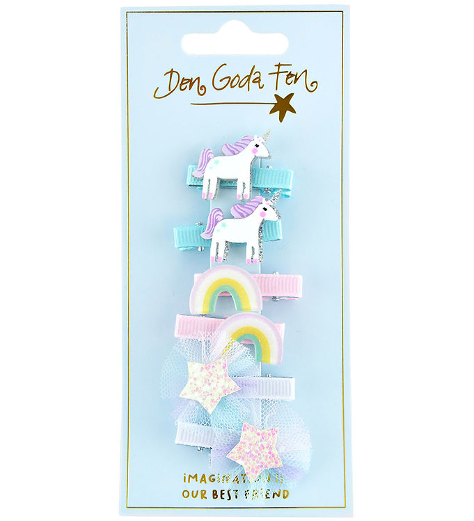 Den Goda Fen Hårspænde - 6-pak - Unicorn Mix