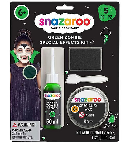 Snazaroo Sminkefarvesæt - Zombie Grøn - 5 Dele Snazaroo Sminkefarvesæt - Zombie Grøn - 5 Dele
