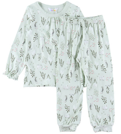 Joha Nattøj - Bambus - Mynte m. Svane Joha Nattøj - Bambus - Mynte m. Svane