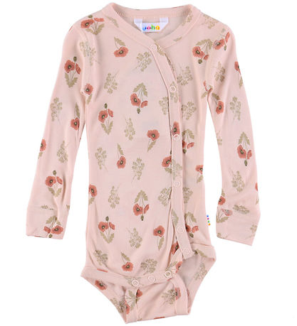Joha Slå-om Body l/æ - Viskose/Bambus - Lyserød m. Blomst Joha Slå-om Body l/æ - Viskose/Bambus - Lyserød m. Blomst