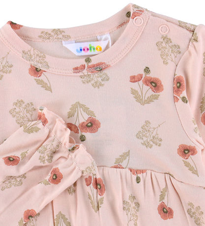 Joha Kjole - Viskose/Bambus - Lyserød m. Blomst Joha Kjole - Viskose/Bambus - Lyserød m. Blomst