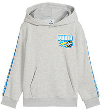 Puma x Hot Wheels Hættetrøje - Gråmeleret m. Blå Puma x Hot Wheels Hættetrøje - Gråmeleret m. Blå