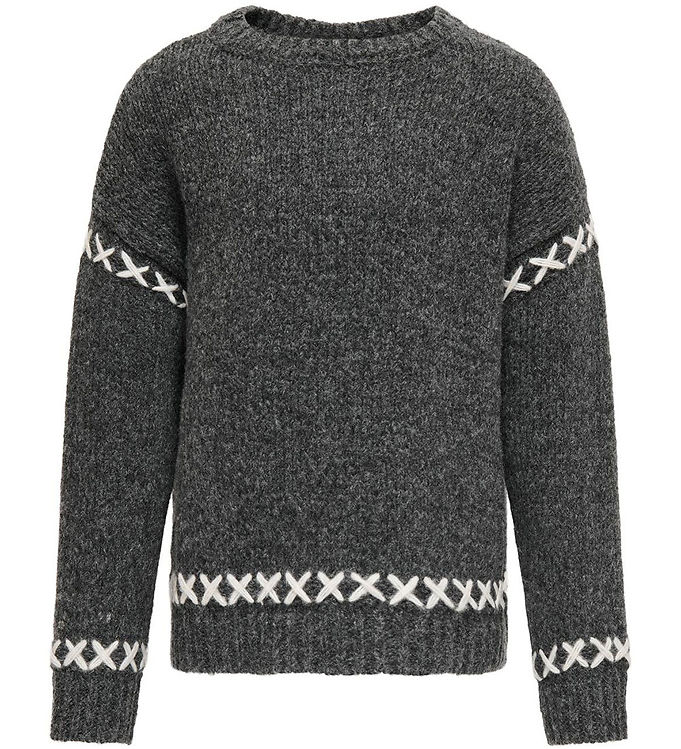 Kids Only Bluse - Strik - KogAmanda - Dark Grey Melange/Cloud