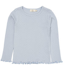 Copenhagen Colors Bluse - Pointelle - Dusty Blue Copenhagen Colors Bluse - Pointelle - Dusty Blue