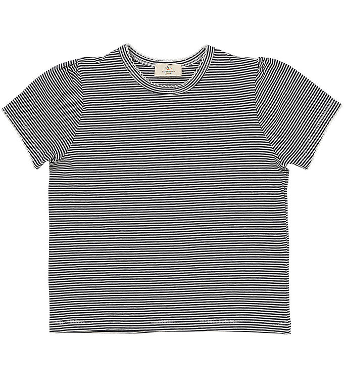 Copenhagen Colors Ruffle T-shirt - Navy/Cream Stripe