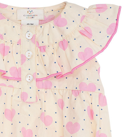 Copenhagen Colors Sommerdragt - Heart & Dots - Frill - Heart AOP