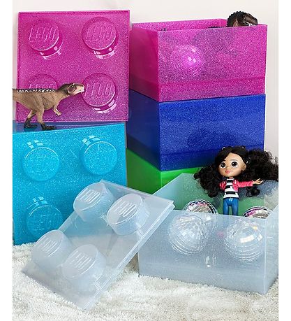 LEGO® Storage Opbevaringsboks - 4 Knopper - Glitter Light Blue LEGO® Storage Opbevaringsboks - 4 Knopper - Glitter Light Blue