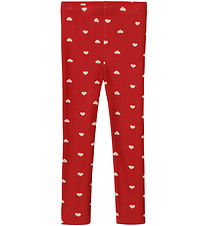 Fliink Leggings - Kelly - Pompeian Red/Beige Hjerte Fliink Leggings - Kelly - Pompeian Red/Beige Hjerte