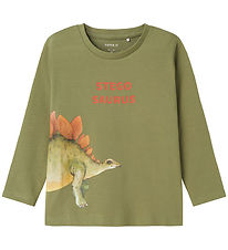 Name It Bluse - NmmPnula - Oil Green m. Dino Name It Bluse - NmmPnula - Oil Green m. Dino