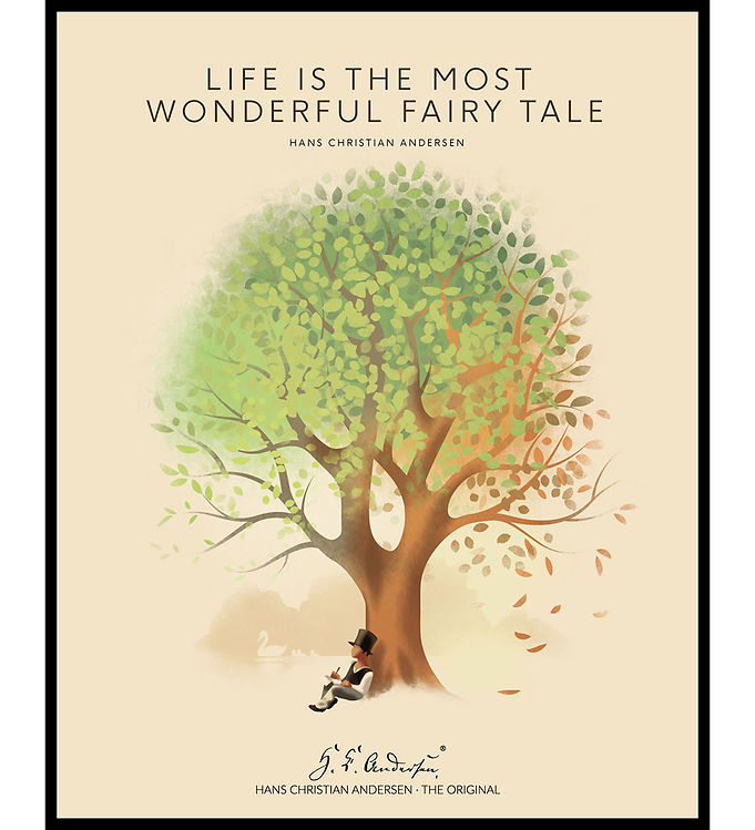 H.C. Andersen Plakat i Ramme - Life is - 40x50cm - Gul