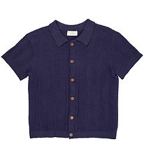 Copenhagen Colors Skjorte k/æ - Strik - Navy Copenhagen Colors Skjorte k/æ - Strik - Navy