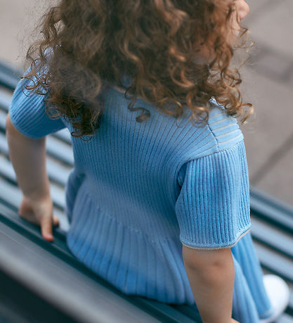 Copenhagen Colors Kjole - Strik - Sky Blue/Cream Comb Copenhagen Colors Kjole - Strik - Sky Blue/Cream Comb